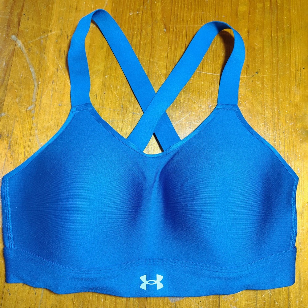 Under Armour Blue Sports Bra Crossback Medium Fitted HeatGear